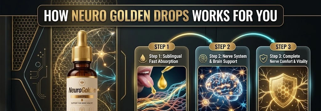 How NeuroGolden works: sublingual fast absorption, nerve system and brain support, complete nerve comfort and vitality